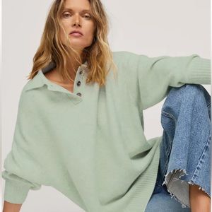 Oversized knitted polo shirt